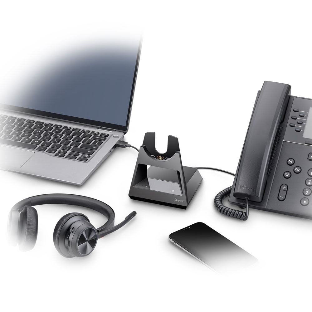 Auriculares Bluetooth Poly Voyager 4320 UC USB-A (incluye soporte)