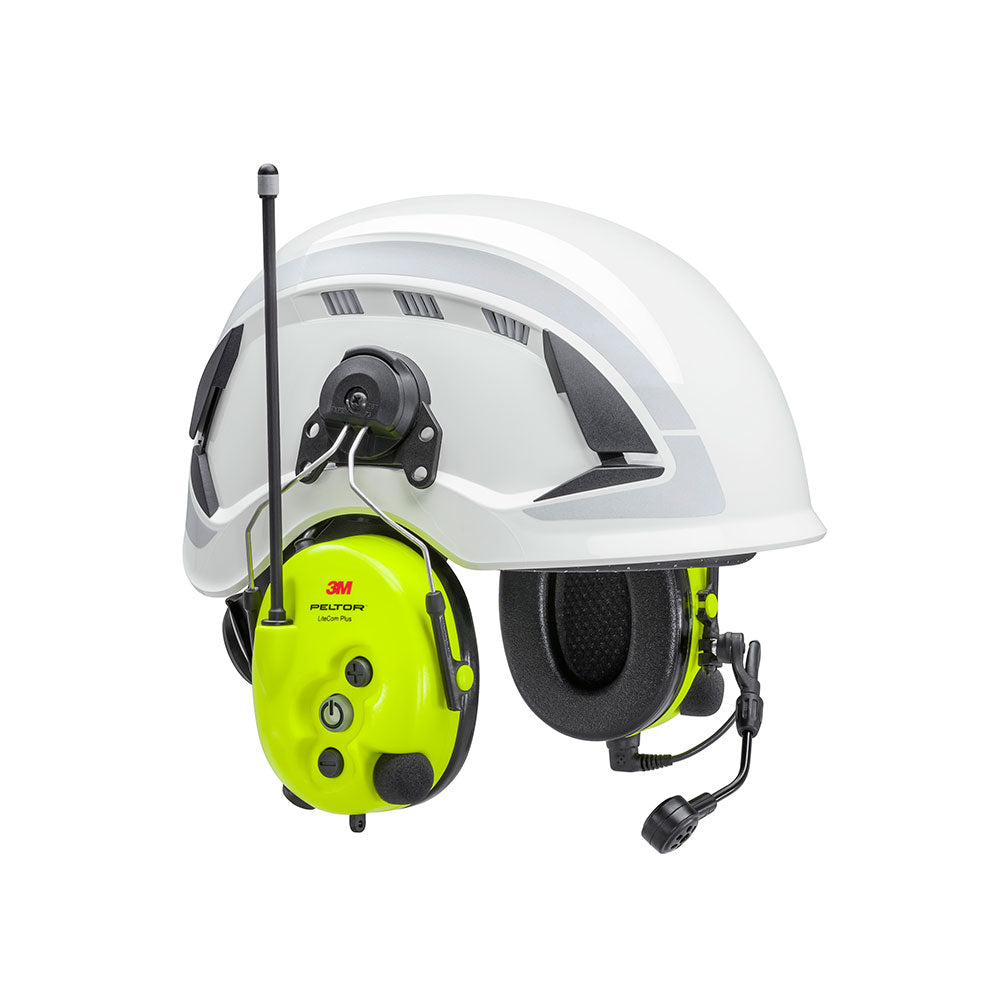 3M™ PELTOR™ LiteCom Plus Protector auditivo 446 MHz de montaje en casco - Visibilidad alta
