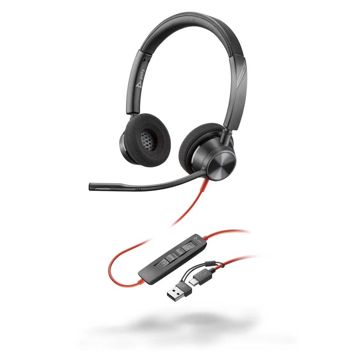 Poly Blackwire 3320-M USB-C Headset +USB-C y A Adapter