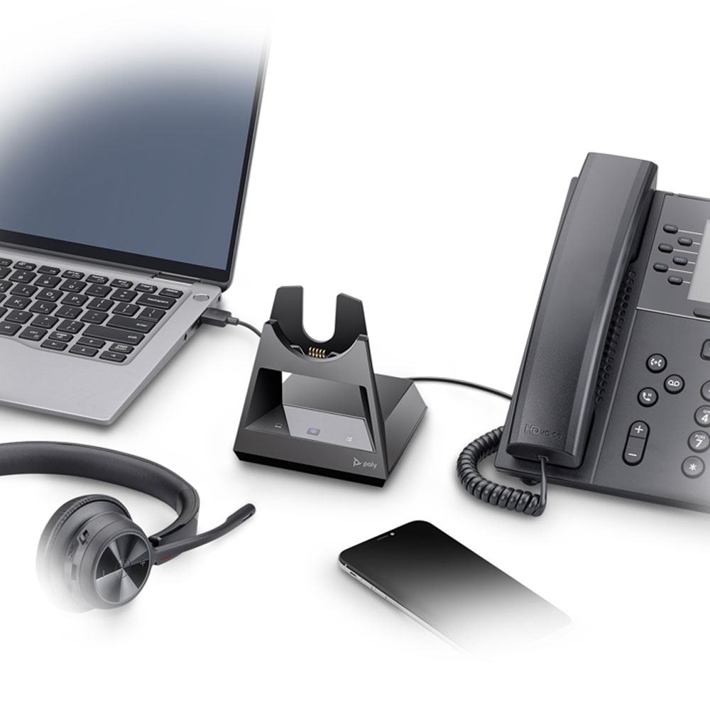 Poly Voyager 4320 UC con base de carga USB-A