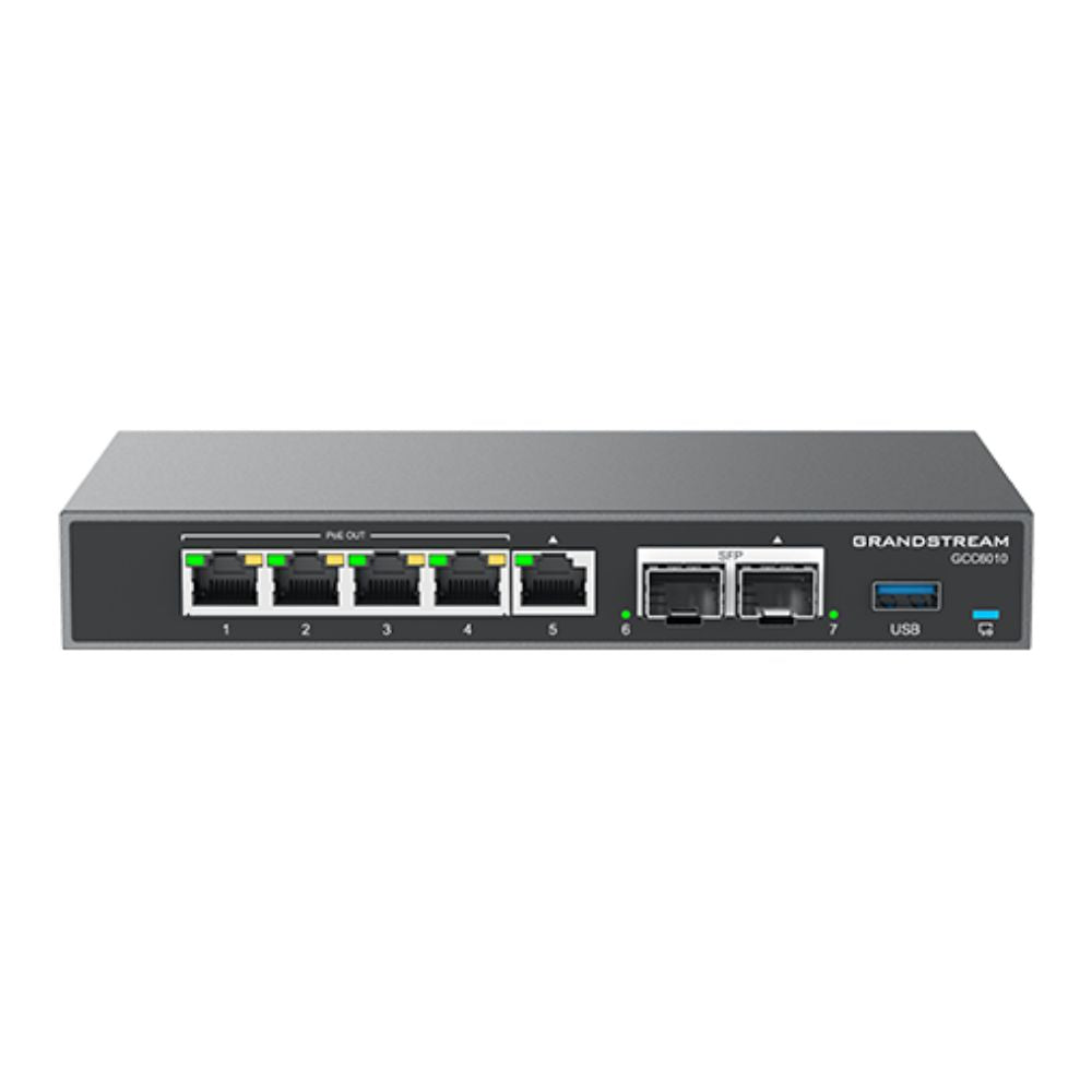 Grandstream GCC6010 Router VPN, Firewall de próxima generación, IP PBX y un Switch de red o punto de acceso Wi-Fi.