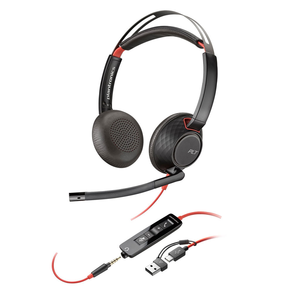 Poly Blackwire 5220 Stereo USB-C +3.5mm Plug +USB-C y A Adapter (Bulk)