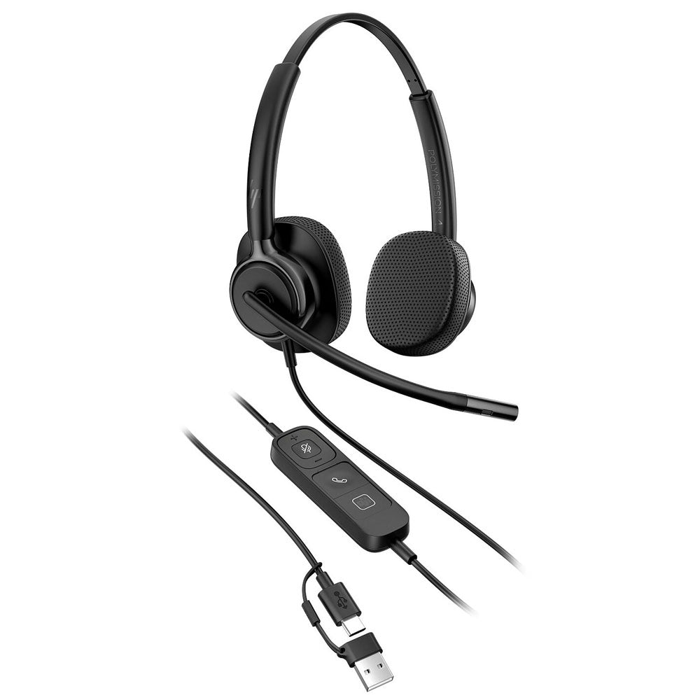 HP Poly Mission 425 Classic Duo USB-C/A Headset - Polipiel